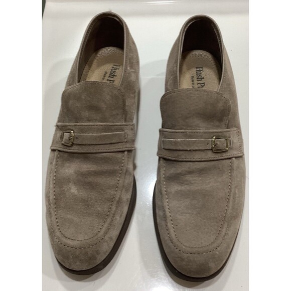 Vintage 70s Hush Puppies Men’s Suede Loafers Made in USA Taupe Buckle SlipOn 9.5